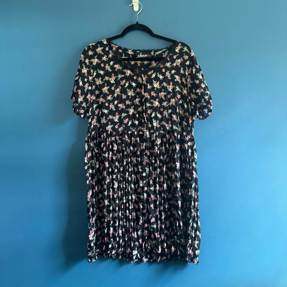 Vintage 90s Babydoll Dress Women's Size Medium Floral Sheer Elisse Lace Twee